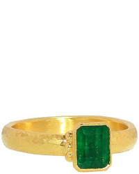 Gurhan Small Emerald Designer Ring 24 Karat Yellow Gold