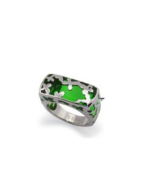 Tioneer Stainless Steel Ring W Green Resin Inlay