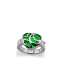 West Coast Jewelry Stainless Steel Heart Ring With Green Resin Inlay Size 9