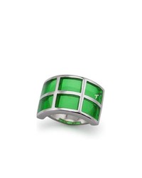 West Coast Jewelry Stainless Steel Ring With Green Resin Inlay Size 8