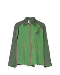 Green Ripped Shirt Jacket