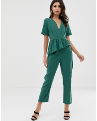 ASOS DESIGN Wrap Jumpsuit With Frill Detail