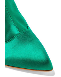 Tibi Alexis Satin Ankle Boots Emerald
