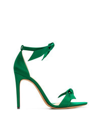 Green Satin Heeled Sandals