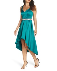 Sequin Hearts Stretch Satin Highlow Dress