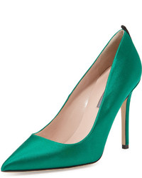 Sarah Jessica Parker Sjp By Fawn Satin Pointed Toe Pump Emerald