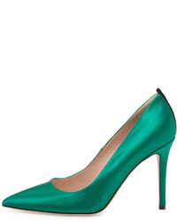 Sarah Jessica Parker Sjp By Fawn Satin Pointed Toe Pump Emerald