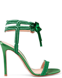 Gianvito Rossi Satin And Lam Sandals Green