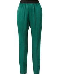 Green Satin Tapered Pants