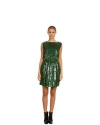 Armani Jeans Cinched Waist Sequin Dress Dress Green