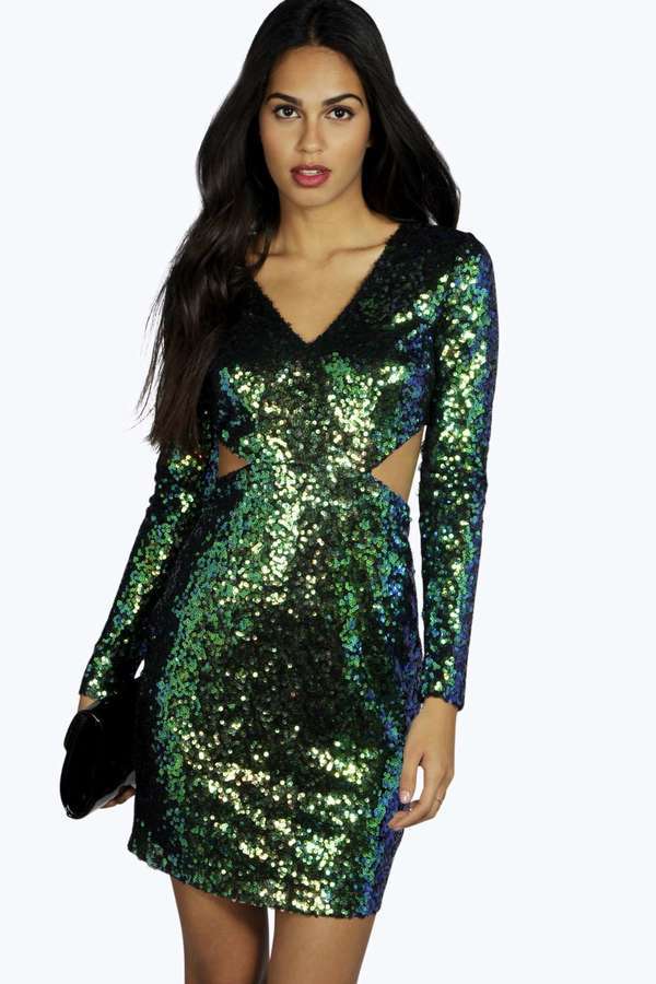 metallic sequin dress