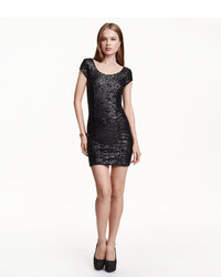 H&M Sequined Dress Black Ladies