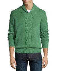 Green Shawl-Neck Sweater