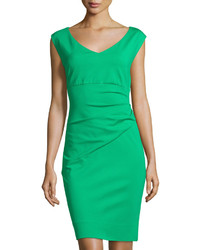 Diane von Furstenberg Bevin Cap Sleeve Ruched Sheath Dress Spring Green