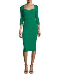 Chiara Boni La Petite Robe Serenity 34 Sleeve Sweetheart Knee Length Cocktail Dress Green