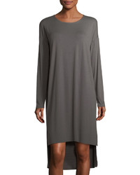 Eileen Fisher Long Sleeve Lightweight Viscose Jersey Shift Dress Petite