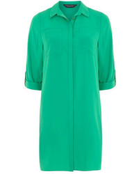 Dorothy Perkins Green Roll Sleeve Shirt Dress
