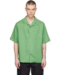 4SDESIGNS Green Rayon Short Sleeve Shirt