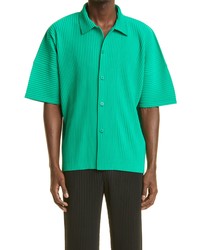 Homme Plissé Issey Miyake Pleated Short Sleeve Button Up Shirt