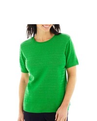 Alfred Dunner Greenwich Circle Short Sleeve Sweater Shell Kelly Green