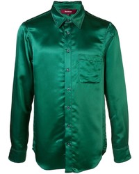 Green Silk Long Sleeve Shirt