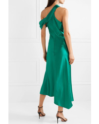 Cushnie One Shoulder Asymmetric Silk Satin Dress