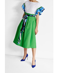 Emilio Pucci Cotton Midi Skirt With Silk