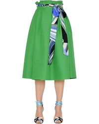 Emilio Pucci High Waist Cotton Silk Twill Skirt