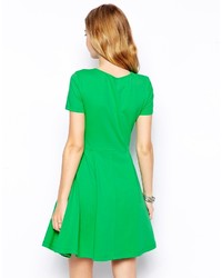 Asos Skater Dress With Seam Detail And Short Sleeves