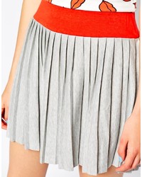 Asos Collection Pleated Skater Skirt In Sweat