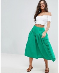 Asos Midi Skirt With Oversize Pockets