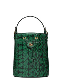 Green Snake Leather Bucket Bag