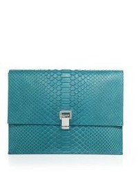 Green Snake Leather Clutch