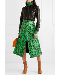 Marni Snake Effect Leather Midi Skirt