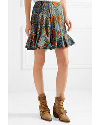 Chloé Ruffled Printed Jersey Mini Skirt