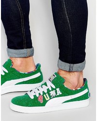 Puma X Dee And Ricky Basket Sneakers In Green 36008402