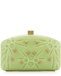 Valentino Minaudiere Studded Hard Shell Clutch Bag Green Apple
