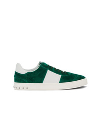 Green Studded Suede Low Top Sneakers