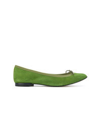 Green Suede Ballerina Shoes