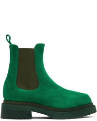 Green Suede Chelsea Boots