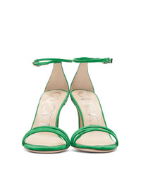 Gucci Green Suede Isle Heeled Sandals