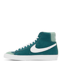 Nike Green And White Suede Blazer Mid 77 Sneakers