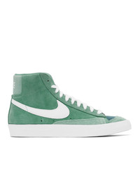 Nike Green And White Suede Blazer Mid 77 Sneakers