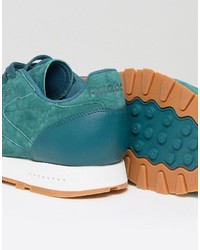 Reebok Classic Leather Gum Sole Sneakers In Green Bd6014