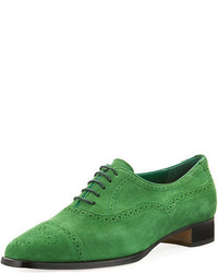 Green Suede Oxford Shoes