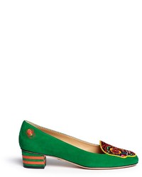 Charlotte Olympia Day Of The Dead Embroidery Suede Slip Ons