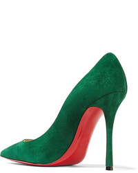 Christian Louboutin Decoltish 100 Suede Pumps Forest Green