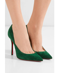 Christian Louboutin Decoltish 100 Suede Pumps Forest Green