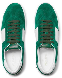 Valentino Garavani Flycrew Leather Panelled Suede Sneakers