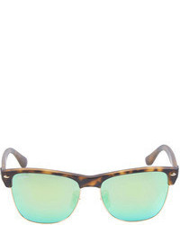 Ray-Ban Clubmaster Matte Havana Green Mirrored Sunglasses